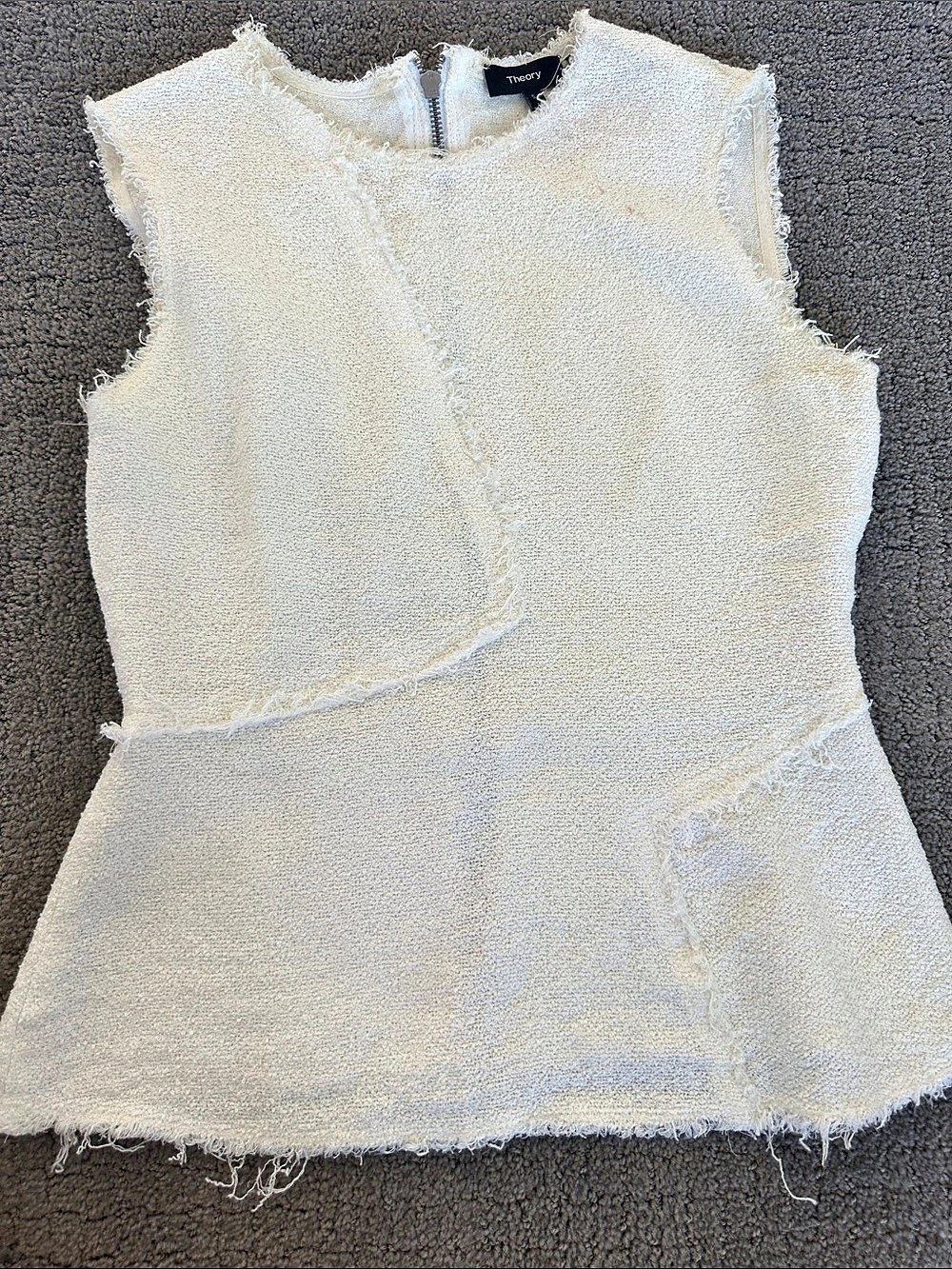 Theory Sleeveless Textured Blouse in Cream